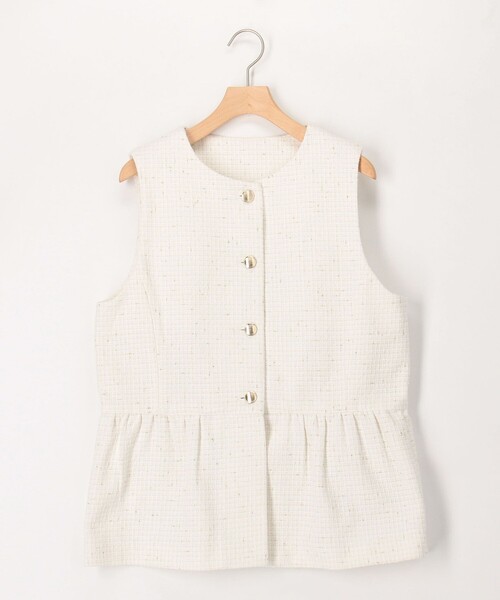 MICO COULIER（ミコクリエ）の「ランダムラメツィードジレ（ブルゾン・レディース・オフホワイト/ネイビー・38）」の14枚目の写真