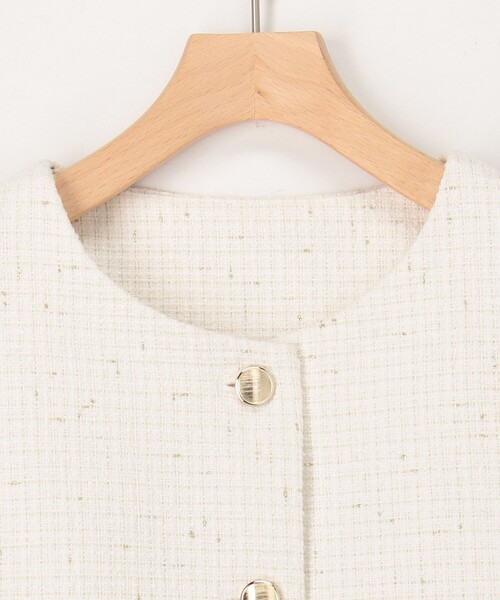 MICO COULIER(ミコクリエ)の「ランダムラメツィードジレ(ブルゾン・レディース・オフホワイト/ネイビー・38)」の6枚目の写真