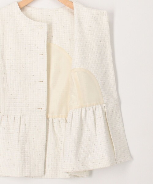 MICO COULIER(ミコクリエ)の「ランダムラメツィードジレ(ブルゾン・レディース・オフホワイト/ネイビー・38)」の9枚目の写真