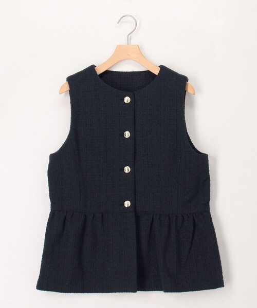 MICO COULIER(ミコクリエ)の「ランダムラメツィードジレ(ブルゾン・レディース・オフホワイト/ネイビー・38)」の12枚目の写真