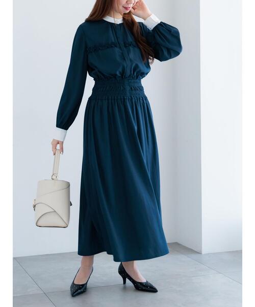 Te chichi(テチチ)の「バイカラーシャーリングワンピース(ワンピース・レディース・ブルー/ベージュ/ネイビー・F)」の8枚目の写真