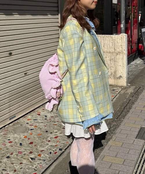 HELLO.SANFRANCISCO（ハローサンフランシスコ）の「【HELLO.SANFRANCISCO/ハローサンフランシスコ】パラコードフリルナップサック（バックパック/リュック・レディース・イエロー/ブラック/ピンク・ONE SIZE）」の12枚目の写真