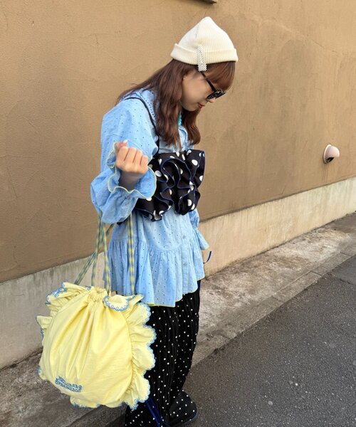 HELLO.SANFRANCISCO（ハローサンフランシスコ）の「【HELLO.SANFRANCISCO/ハローサンフランシスコ】パラコードフリルナップサック（バックパック/リュック・レディース・イエロー/ブラック/ピンク・ONE SIZE）」の18枚目の写真