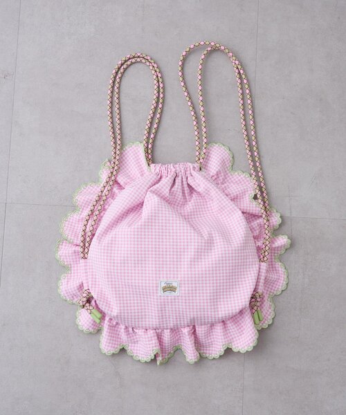 HELLO.SANFRANCISCO（ハローサンフランシスコ）の「【HELLO.SANFRANCISCO/ハローサンフランシスコ】パラコードフリルナップサック（バックパック/リュック・レディース・イエロー/ブラック/ピンク・ONE SIZE）」の4枚目の写真