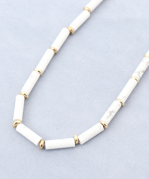 NOLLEY’S（ノーリーズ）の「【grace grace/グラスグラス】チューブ天然石ネックレス（ネックレス・レディース・ホワイト・FREE）」の2枚目の写真