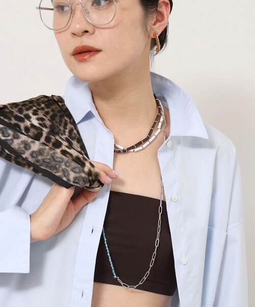 NOLLEY’S（ノーリーズ）の「【grace grace/グラスグラス】チューブ天然石ネックレス（ネックレス・レディース・ホワイト・FREE）」の8枚目の写真