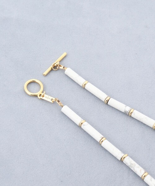 NOLLEY’S（ノーリーズ）の「【grace grace/グラスグラス】チューブ天然石ネックレス（ネックレス・レディース・ホワイト・FREE）」の3枚目の写真