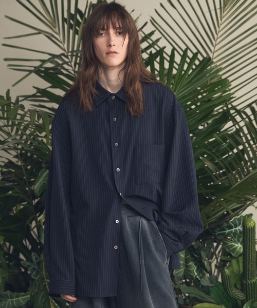 《UNISEX》Frieren Stripe Prime-Over Regular Collar Shirt/フリーレンストライププライムオーバーレギュラーシャツ【MAISON SPECIAL/メゾンスペシャル】■セットアップ対応■