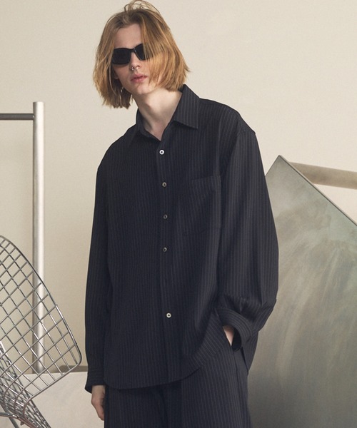 《UNISEX》Frieren Stripe Prime-Over Regular Collar Shirt/フリーレンストライププライムオーバーレギュラーシャツ【MAISON SPECIAL/メゾンスペシャル】■セットアップ対応■