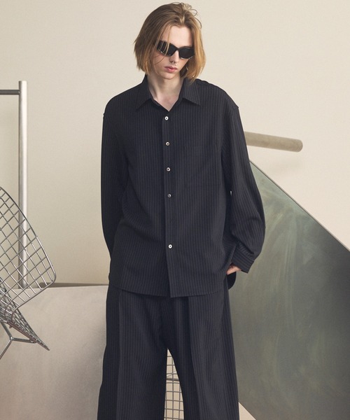 《UNISEX》Frieren Stripe Prime-Over Regular Collar Shirt/フリーレンストライププライムオーバーレギュラーシャツ【MAISON SPECIAL/メゾンスペシャル】■セットアップ対応■