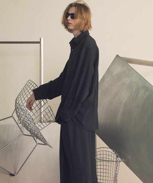 《UNISEX》Frieren Stripe Prime-Over Regular Collar Shirt/フリーレンストライププライムオーバーレギュラーシャツ【MAISON SPECIAL/メゾンスペシャル】■セットアップ対応■