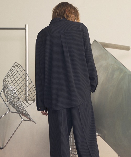 《UNISEX》Frieren Stripe Prime-Over Regular Collar Shirt/フリーレンストライププライムオーバーレギュラーシャツ【MAISON SPECIAL/メゾンスペシャル】■セットアップ対応■