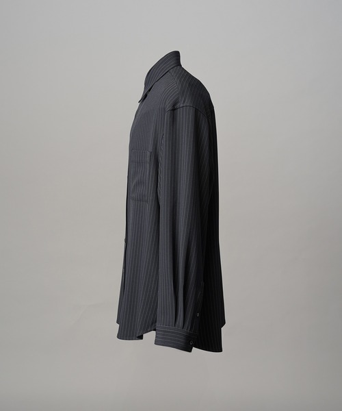 MAISON SPECIAL(メゾンスペシャル)の「《UNISEX》Frieren Stripe Prime-Over Regular Collar Shirt/フリーレンストライププライムオーバーレギュラーシャツ【MAISON SPECIAL/メゾンスペシャル】■セットアップ対応■(シャツ/ブラウス・メンズ・ネイビー/グレイッシュベージュ/ブラック・1/0/2)」の14枚目の写真