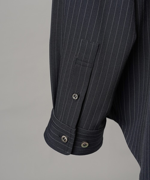 MAISON SPECIAL(メゾンスペシャル)の「《UNISEX》Frieren Stripe Prime-Over Regular Collar Shirt/フリーレンストライププライムオーバーレギュラーシャツ【MAISON SPECIAL/メゾンスペシャル】■セットアップ対応■(シャツ/ブラウス・メンズ・ネイビー/グレイッシュベージュ/ブラック・1/0/2)」の19枚目の写真