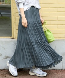 SMILE LAND | ＜大きいサイズ＞シアープリーツティアードスカート（ゆったりヒップ）(スカート)