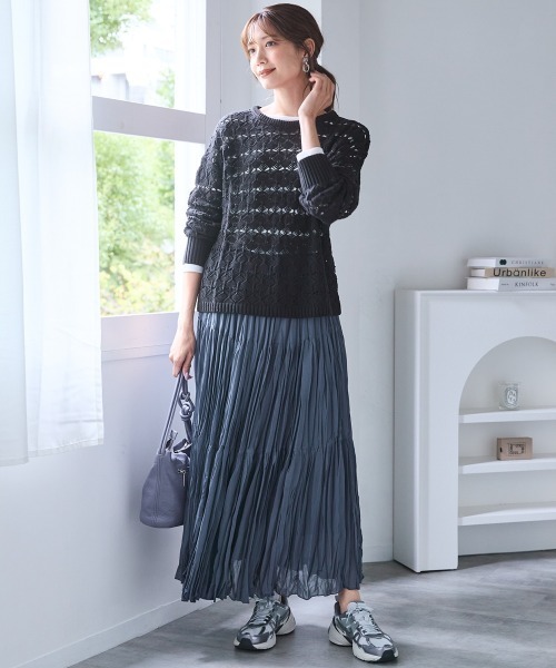 SMILE LAND（スマイルランド）の「＜大きいサイズ＞シアープリーツティアードスカート（ゆったりヒップ）（スカート・レディース・チャコールグレー・4L/3L/LL/L/5L）」の7枚目の写真