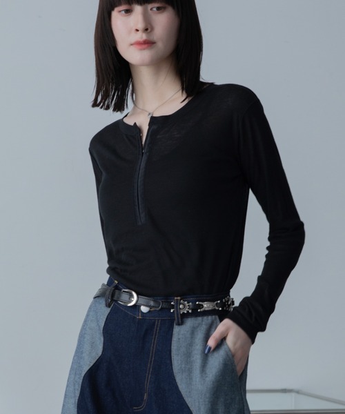 VACANCY(ヴァカンシー)の「フロントフックシアーリブトップス(Tシャツ/カットソー・レディース・グレー/ホワイト/ブラック・FREE)」の20枚目の写真