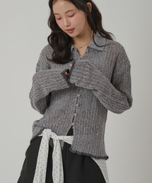 MUHET（ミュエータ）の「pointelle knit shirt cardigan / 透かし編みニットシャツカーディガン（カーディガン/ボレロ）」