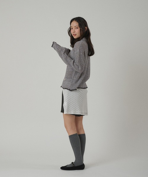 MUHET(ミュエータ)の「pointelle knit shirt cardigan / 透かし編みニットシャツカーディガン(カーディガン/ボレロ・レディース・ネイビー/アイボリー/グレー・FREE)」の9枚目の写真