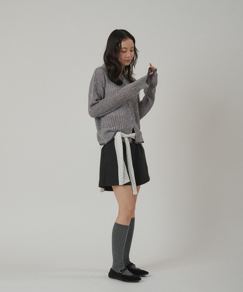 MUHET(ミュエータ)の「pointelle knit shirt cardigan / 透かし編みニットシャツカーディガン(カーディガン/ボレロ・レディース・ネイビー/アイボリー/グレー・FREE)」の8枚目の写真