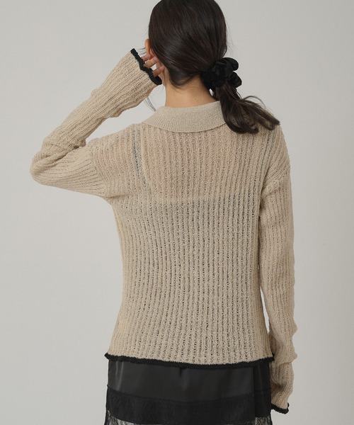 MUHET(ミュエータ)の「pointelle knit shirt cardigan / 透かし編みニットシャツカーディガン(カーディガン/ボレロ・レディース・ネイビー/アイボリー/グレー・FREE)」の22枚目の写真