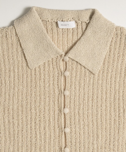 MUHET(ミュエータ)の「pointelle knit shirt cardigan / 透かし編みニットシャツカーディガン(カーディガン/ボレロ・レディース・ネイビー/アイボリー/グレー・FREE)」の16枚目の写真