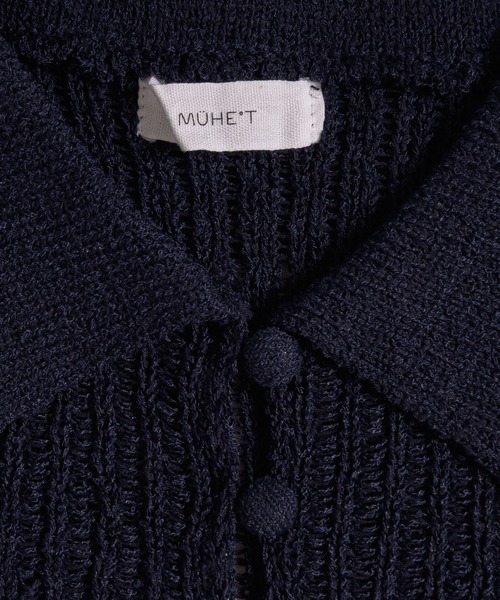 MUHET(ミュエータ)の「pointelle knit shirt cardigan / 透かし編みニットシャツカーディガン(カーディガン/ボレロ・レディース・ネイビー/アイボリー/グレー・FREE)」の10枚目の写真
