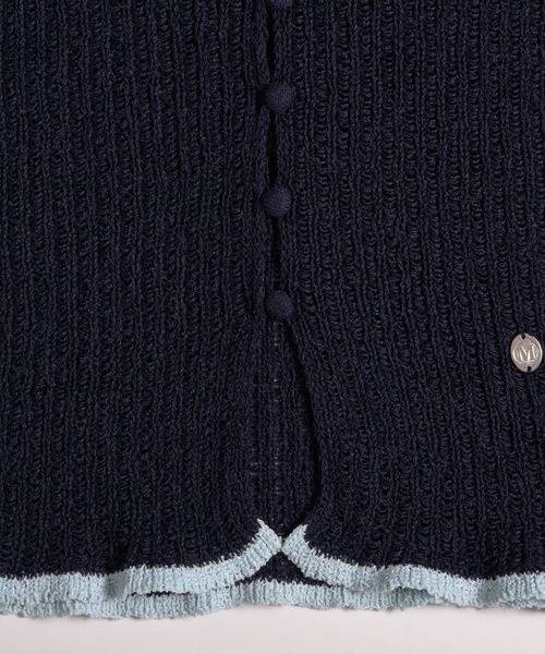 MUHET(ミュエータ)の「pointelle knit shirt cardigan / 透かし編みニットシャツカーディガン(カーディガン/ボレロ・レディース・ネイビー/アイボリー/グレー・FREE)」の11枚目の写真