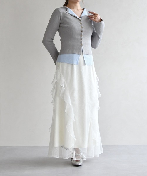 31 Sons de mode(トランテアン ソン ドゥ モード)の「2026春夏新作 レイヤードカラーニット(ニット/セーター・レディース・ブラウン/ピンク/グレー・フリ-)」の15枚目の写真