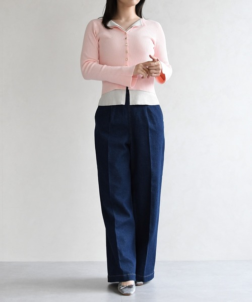 31 Sons de mode(トランテアン ソン ドゥ モード)の「2026春夏新作 レイヤードカラーニット(ニット/セーター・レディース・ブラウン/ピンク/グレー・フリ-)」の20枚目の写真