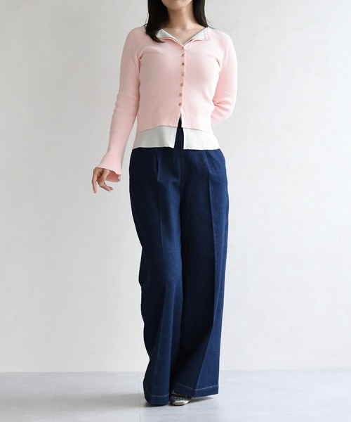 31 Sons de mode(トランテアン ソン ドゥ モード)の「2026春夏新作 レイヤードカラーニット(ニット/セーター・レディース・ブラウン/ピンク/グレー・フリ-)」の21枚目の写真