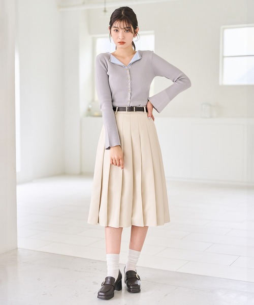 31 Sons de mode(トランテアン ソン ドゥ モード)の「2026春夏新作 レイヤードカラーニット(ニット/セーター・レディース・ブラウン/ピンク/グレー・フリ-)」の6枚目の写真