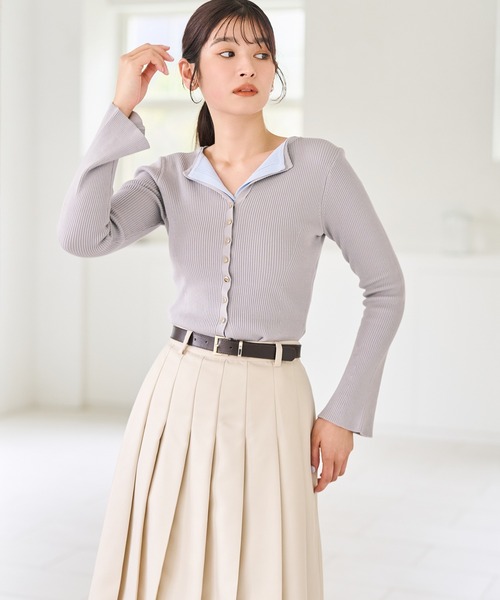 31 Sons de mode(トランテアン ソン ドゥ モード)の「2026春夏新作 レイヤードカラーニット(ニット/セーター・レディース・ブラウン/ピンク/グレー・フリ-)」の8枚目の写真