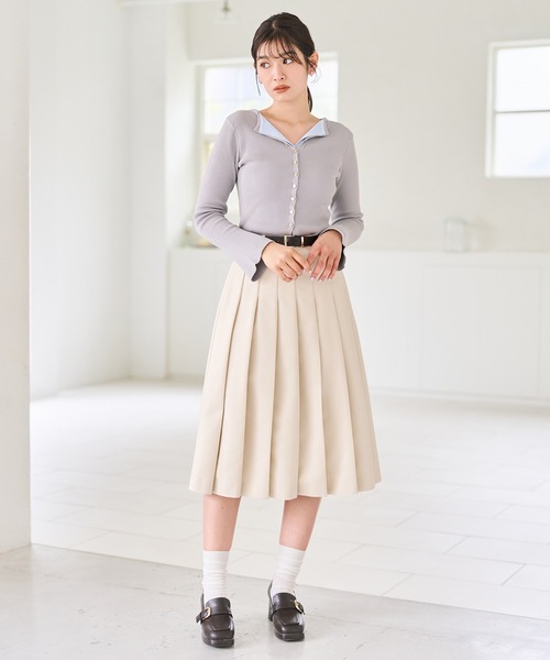 31 Sons de mode(トランテアン ソン ドゥ モード)の「2026春夏新作 レイヤードカラーニット(ニット/セーター・レディース・ブラウン/ピンク/グレー・フリ-)」の7枚目の写真