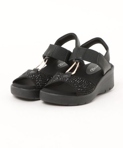 Piedi Nudi(ピエディヌーディ)の「BCC 軽量 ビジュー 厚底サンダル(サンダル・レディース・ピンク/アイボリー/ブラック・S/M/L/LL)」の1枚目の写真