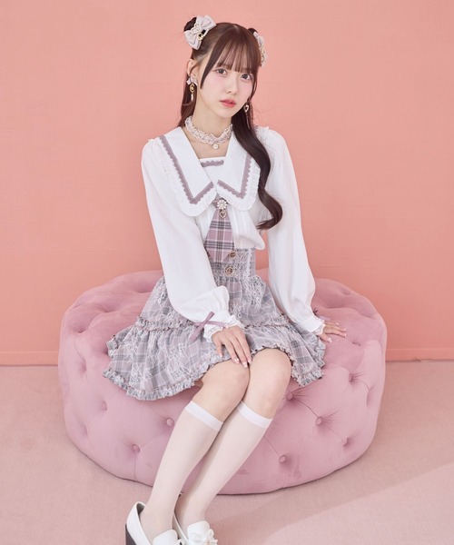 ROJITA（ロジータ）の「【セットアップ対応】セーラー風ネクタイブラウス（シャツ/ブラウス・レディース・グレー/ピンク/マルチ・FREE）」の8枚目の写真