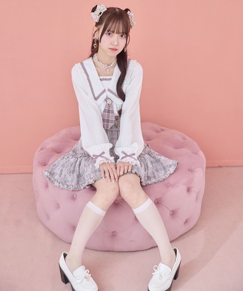 ROJITA（ロジータ）の「【セットアップ対応】セーラー風ネクタイブラウス（シャツ/ブラウス・レディース・グレー/ピンク/マルチ・FREE）」の9枚目の写真