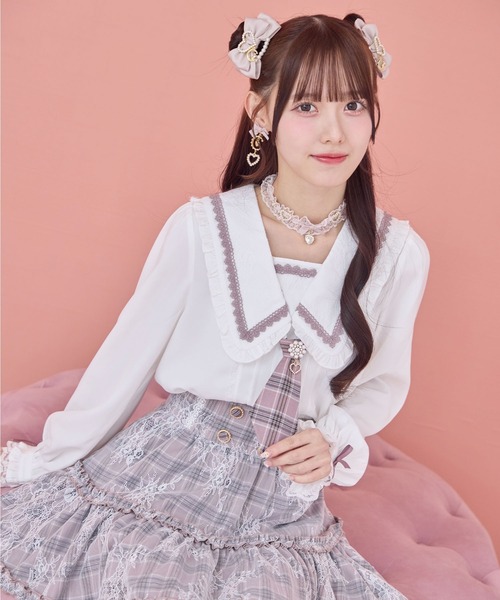 ROJITA（ロジータ）の「【セットアップ対応】セーラー風ネクタイブラウス（シャツ/ブラウス・レディース・グレー/ピンク/マルチ・FREE）」の5枚目の写真