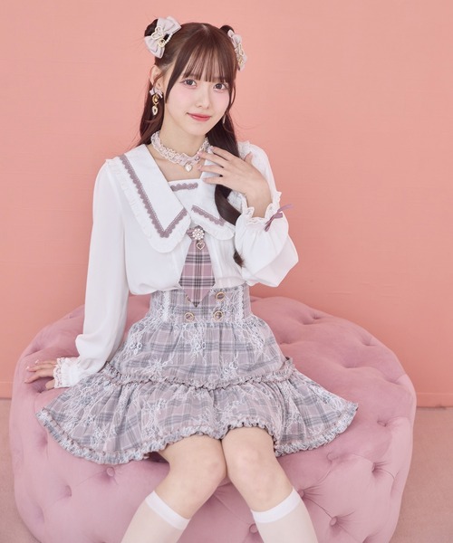 ROJITA（ロジータ）の「【セットアップ対応】セーラー風ネクタイブラウス（シャツ/ブラウス・レディース・グレー/ピンク/マルチ・FREE）」の7枚目の写真