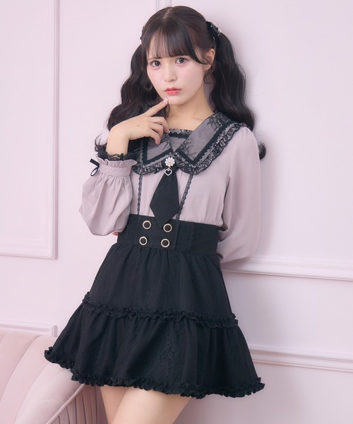 ROJITA（ロジータ）の「【セットアップ対応】セーラー風ネクタイブラウス（シャツ/ブラウス・レディース・グレー/ピンク/マルチ・FREE）」の13枚目の写真