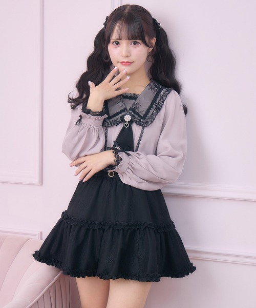 ROJITA（ロジータ）の「【セットアップ対応】セーラー風ネクタイブラウス（シャツ/ブラウス・レディース・グレー/ピンク/マルチ・FREE）」の11枚目の写真