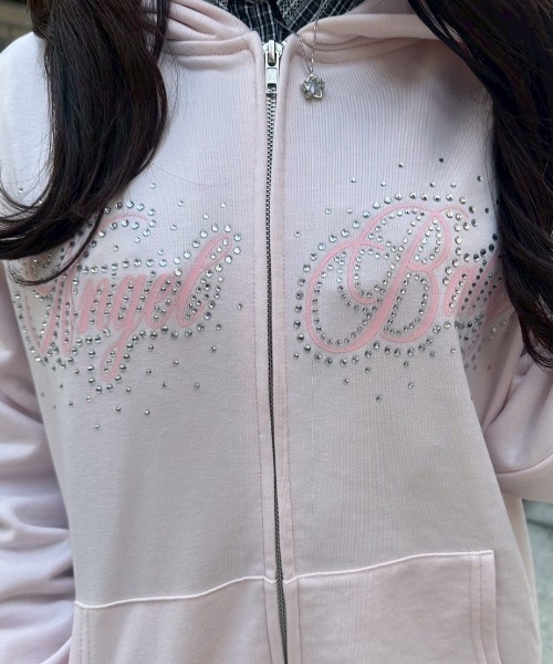 nemne store(ネンネストア)の「キラキラリボンジップPK(パーカー・レディース・杢グレー/ピンク系/ネイビー・SMALL/MEDIUM)」の14枚目の写真