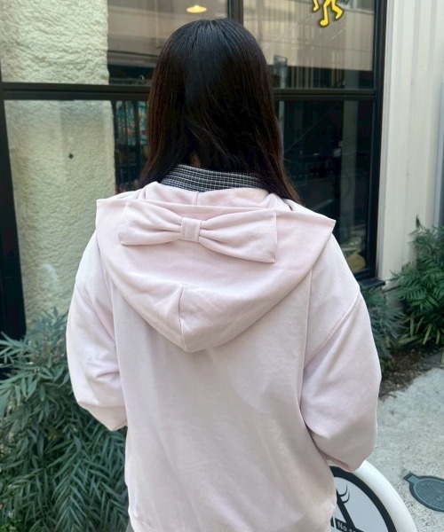 nemne store(ネンネストア)の「キラキラリボンジップPK(パーカー・レディース・杢グレー/ピンク系/ネイビー・SMALL/MEDIUM)」の12枚目の写真