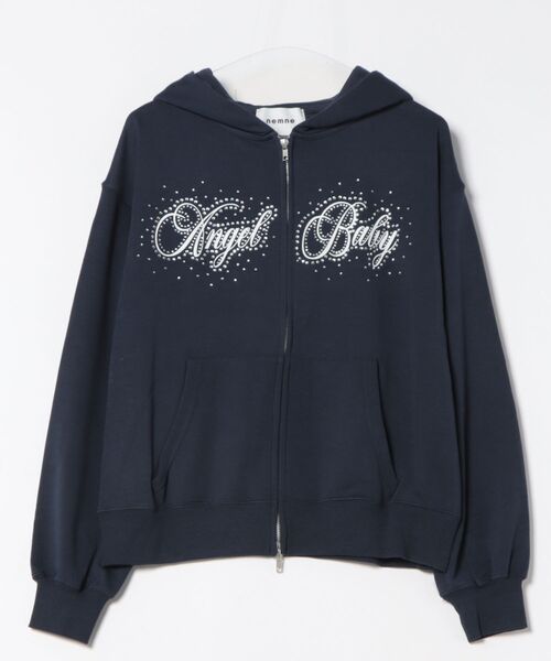 nemne store(ネンネストア)の「キラキラリボンジップPK(パーカー・レディース・杢グレー/ピンク系/ネイビー・SMALL/MEDIUM)」の15枚目の写真