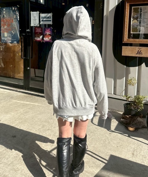 nemne store(ネンネストア)の「キラキラリボンジップPK(パーカー・レディース・杢グレー/ピンク系/ネイビー・SMALL/MEDIUM)」の9枚目の写真