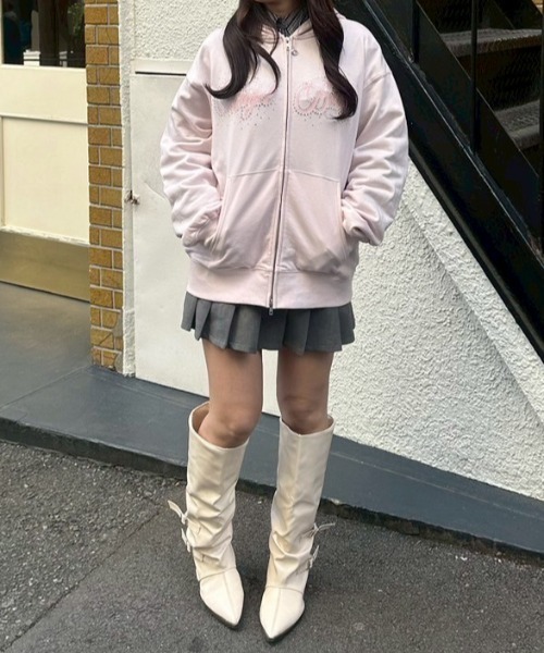nemne store(ネンネストア)の「キラキラリボンジップPK(パーカー・レディース・杢グレー/ピンク系/ネイビー・SMALL/MEDIUM)」の10枚目の写真