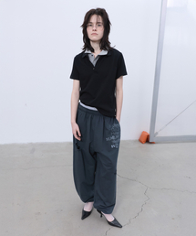 DOUBLE-COLLAR POLO TOP (BLACK)