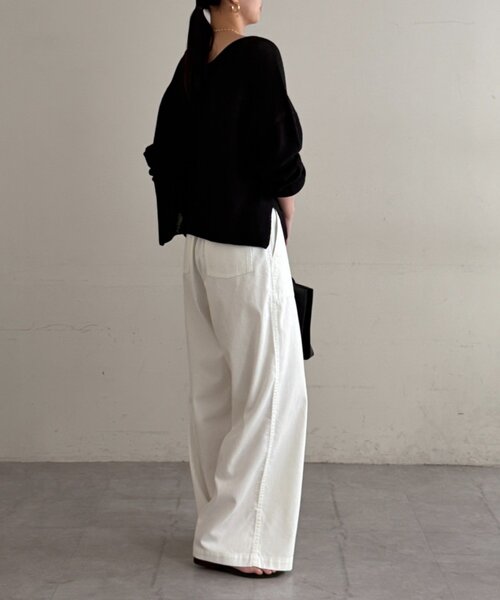 LOUNGEDRESS（ラウンジドレス）の「2WAYギマコットンニット（ニット/セーター・レディース・オフホワイト/ベージュ/ブラック・FREE）」の21枚目の写真