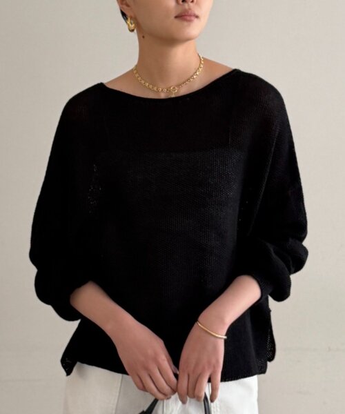 LOUNGEDRESS（ラウンジドレス）の「2WAYギマコットンニット（ニット/セーター・レディース・オフホワイト/ベージュ/ブラック・FREE）」の19枚目の写真