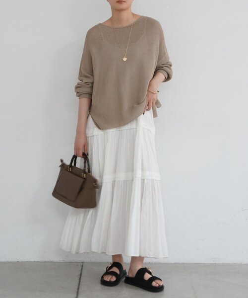 LOUNGEDRESS（ラウンジドレス）の「2WAYギマコットンニット（ニット/セーター・レディース・オフホワイト/ベージュ/ブラック・FREE）」の14枚目の写真